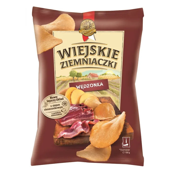 Chipsy ziemniaczane o smaku wędzonki 130g Wiejskie Ziemniaczki