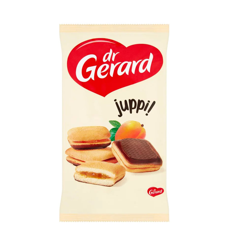 Biszkopty Juppi z nadzieniem o smaku morelowym i polewą kakaową 205g Dr Gerard