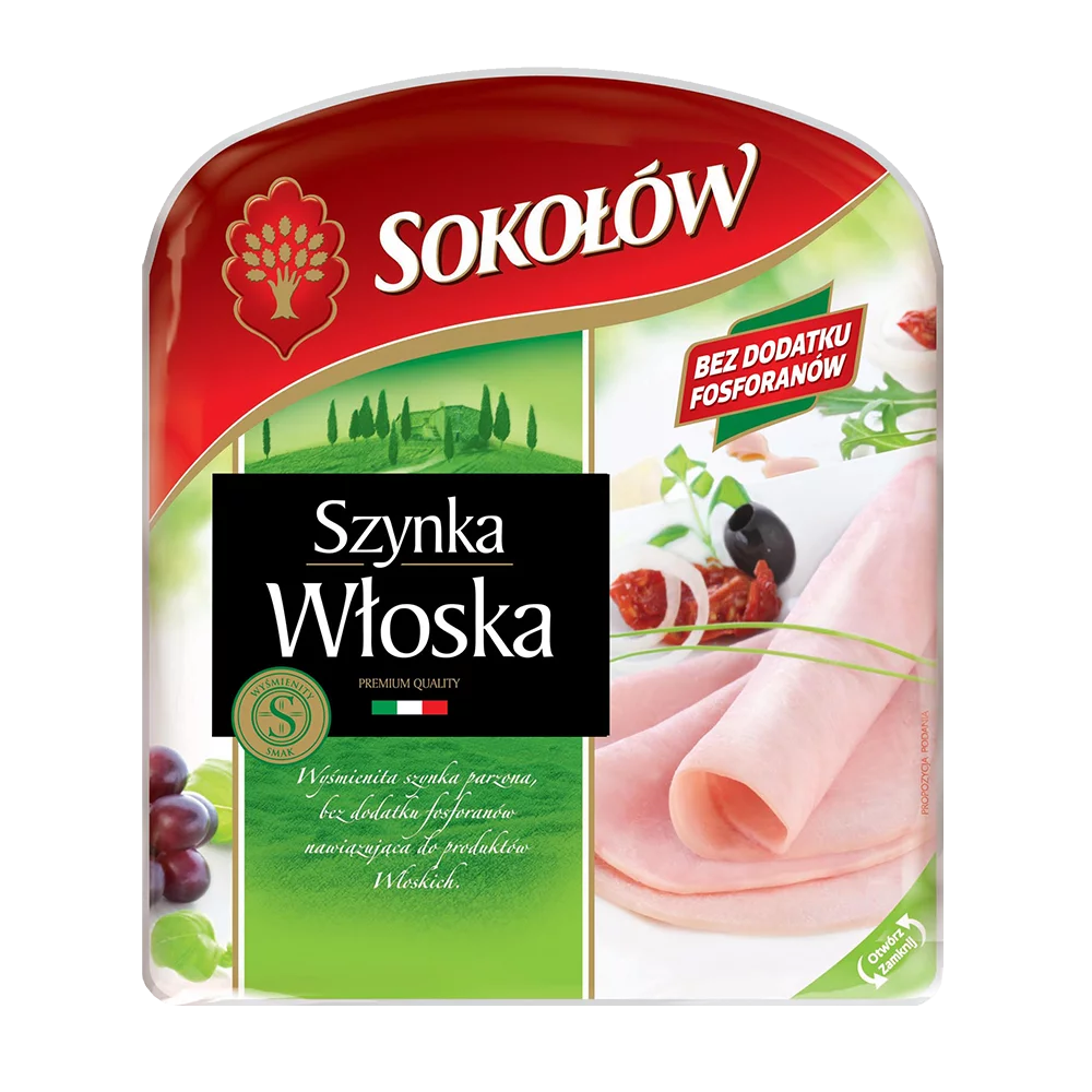 Szynka włoska plastry 140g Sokołów