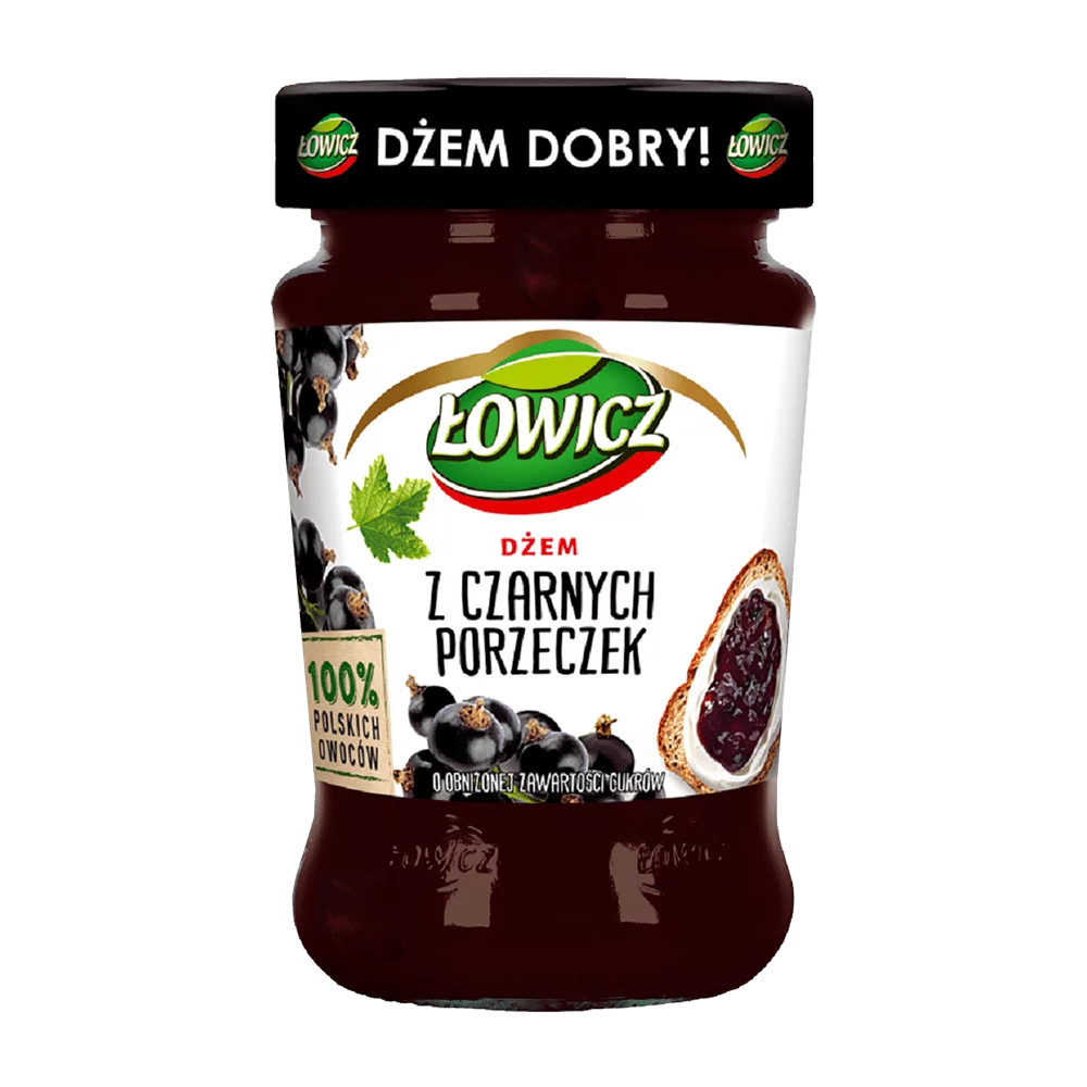 Dżem Łowicz niskosłodzony z czarnych porzeczek 280g Agros nova
