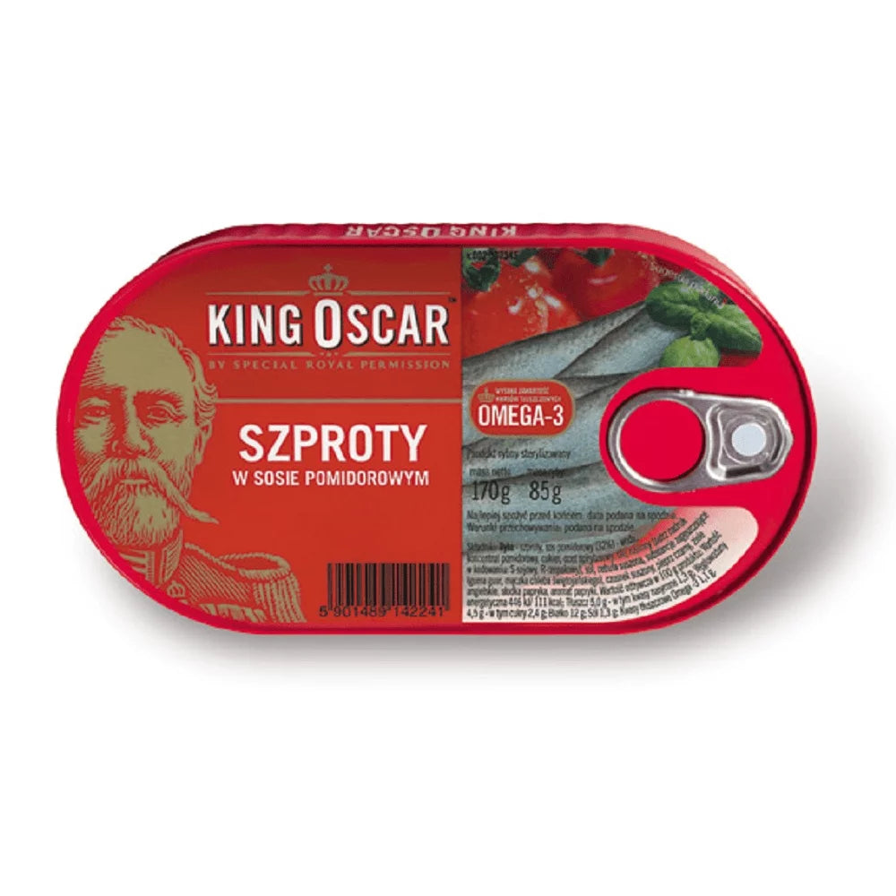 Szproty w sosie pomidorowym 160g King Oscar
