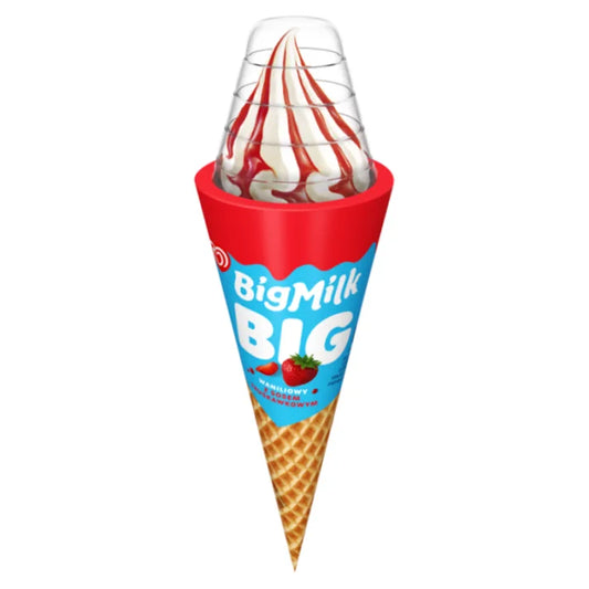 Rożek waniliowy z sosem truskawkowym Big 140ml Big Milk