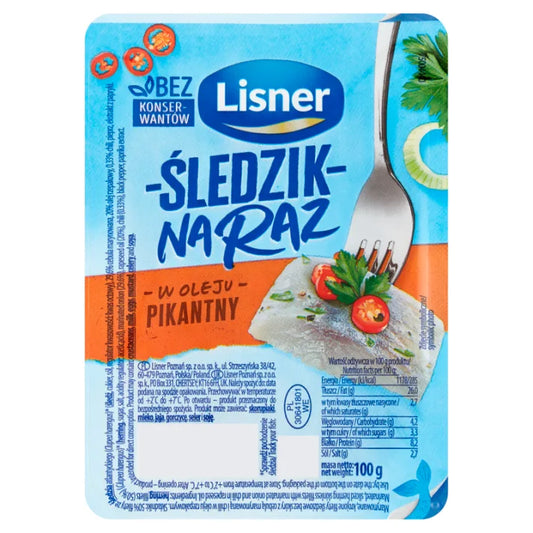Śledzik na raz pikantny z chilli 100g Lisner