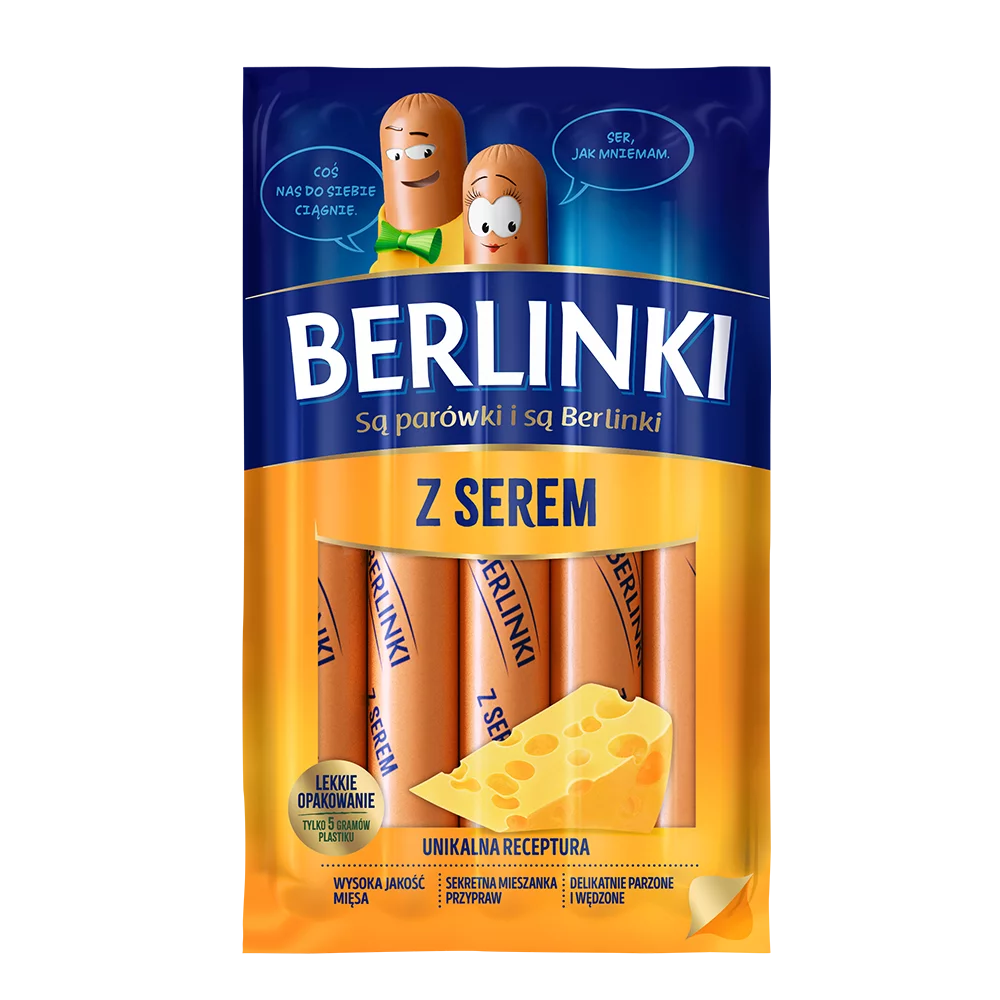 Parówki Berlinki z serem 250g Animex