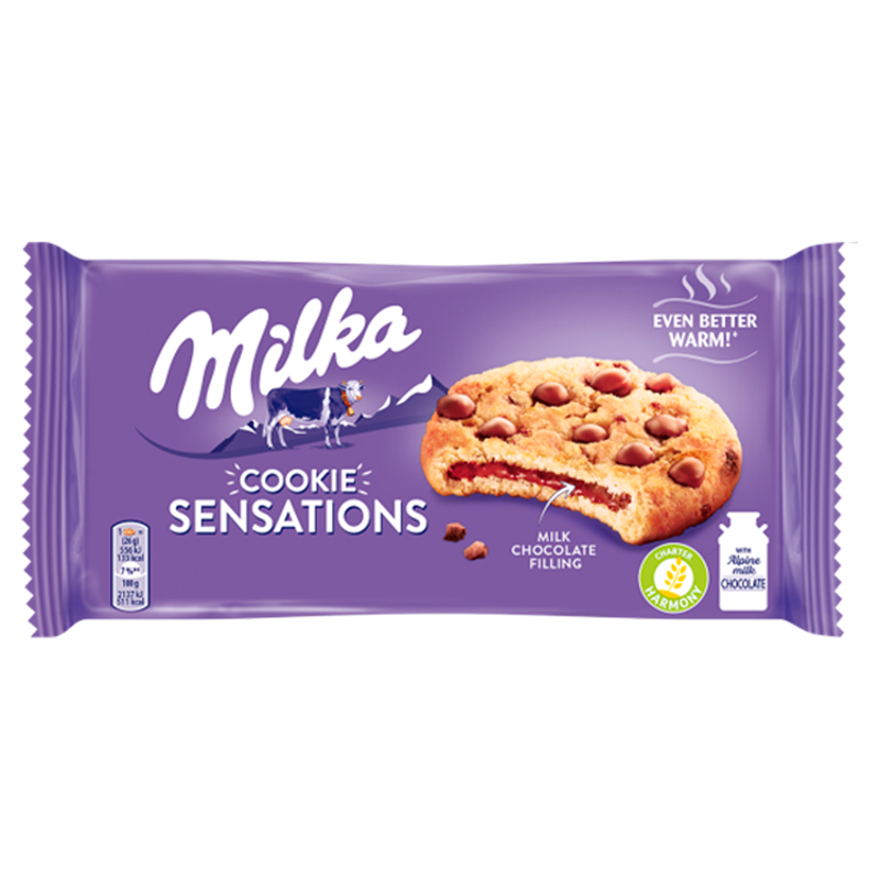 Ciastka Milka Sensations  z kawałkami czekolady mlecznej z mleka alpejskiego 156g