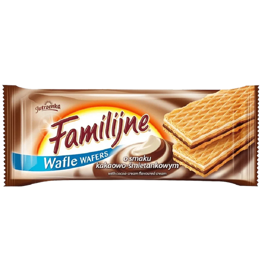 Wafle familijne o smaku kakaowo-śmietankowym 180g Jutrzenka