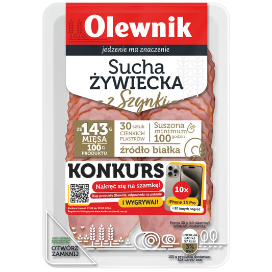 Kiełbasa Sucha żywiecka z szynki 80g Olewnik