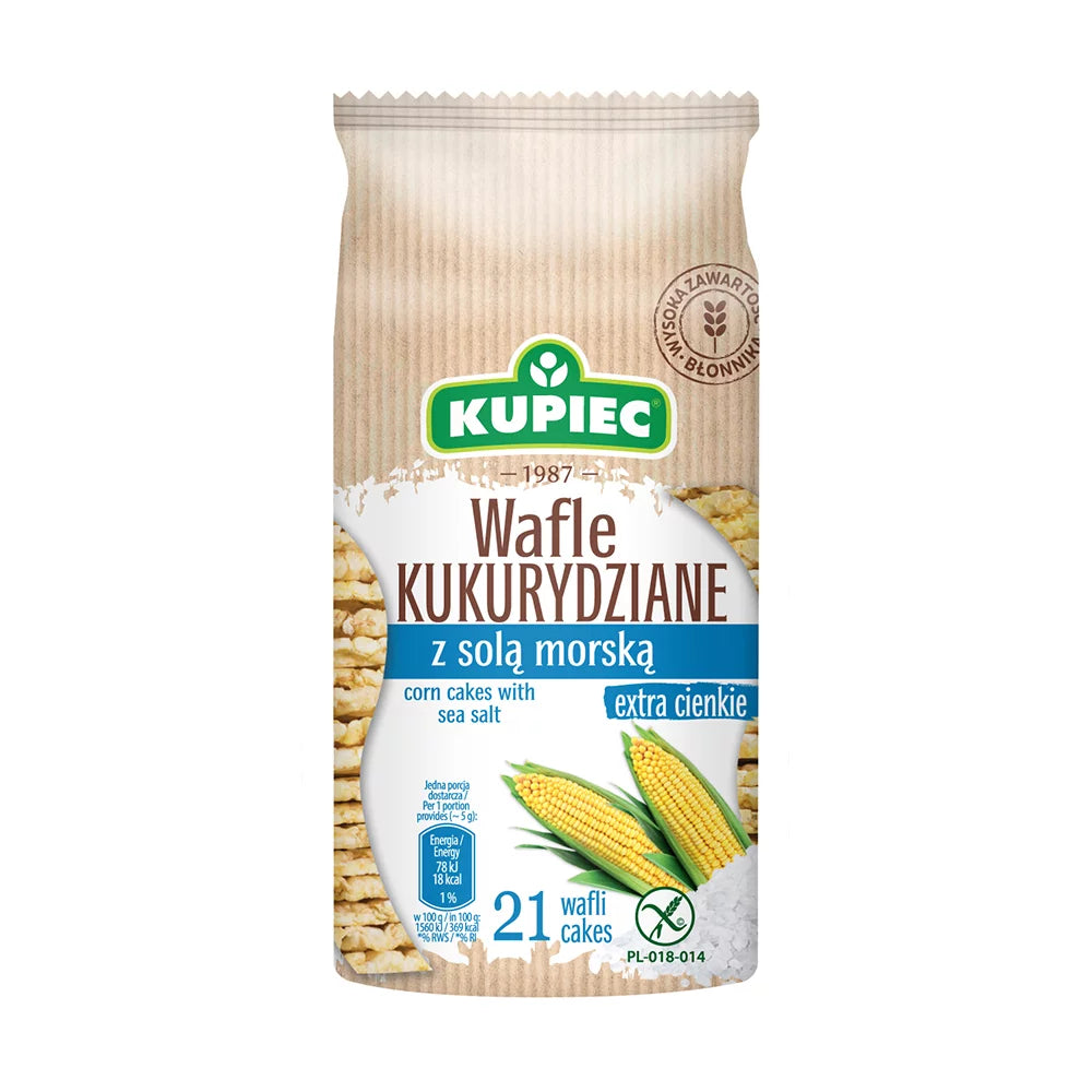 Wafle kukurydziane z solą morską 105g Kupiec